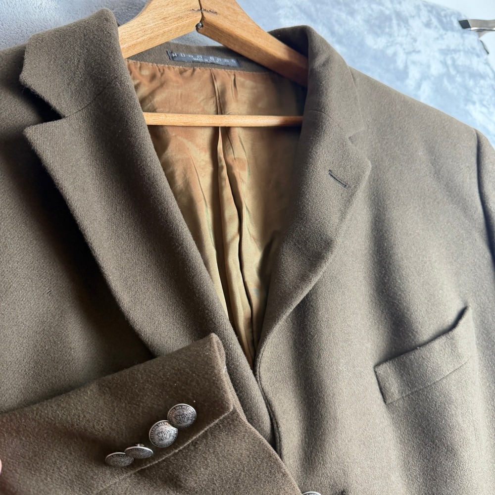 Vintage Hugo Boss Blazer Jacket Men's 51 Virgin Wool Cashmere USA Made Brown